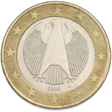 Монета 1 евро 2002 года D Германия (аверс)