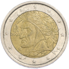 Монета 2 евро 2002 года Италия (аверс)