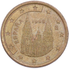 Монета 5 евроцентов 1999 года Испания (аверс)