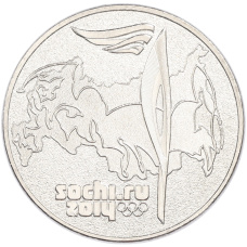 Монета 25 рублей 2014 года СПМД «XXII зимние Олимпийские Игры 2014 в Сочи — Факел» (аверс)