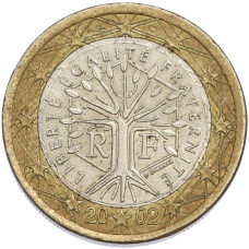 Монета 1 евро 2002 года Франция (аверс)
