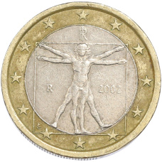 Монета 1 евро 2002 года Италия (аверс)