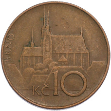 Монета 10 крон 1993 года Чехия (аверс)