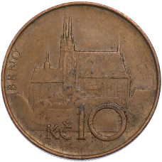 Монета 10 крон 1993 года Чехия (аверс)