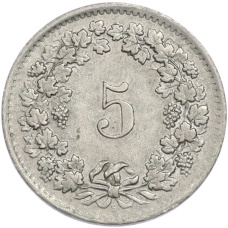 Монета 5 раппенов 1964 года Швейцария (реверс)