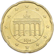 Монета 20 евроцентов 2014 года F Германия (аверс)