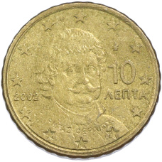 Монета 10 евроцентов 2002 года Греция (аверс)