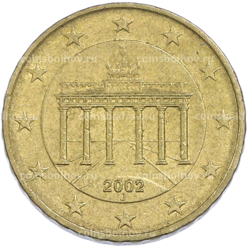 Монета 10 евроцентов 2002 года J Германия