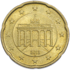 Монета 20 евроцентов 2013 года J Германия (аверс)