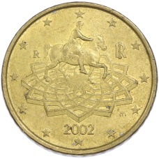 Монета 50 евроцентов 2002 года Италия (аверс)