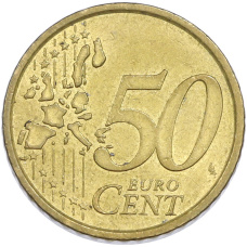 Монета 50 евроцентов 2002 года Италия (реверс)