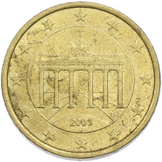 Монета 50 евроцентов 2003 года J Германия (аверс)