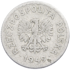 Монета 1 злотый 1949 года Польша (аверс)