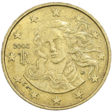 Монета 10 евроцентов 2002 года Италия (аверс)