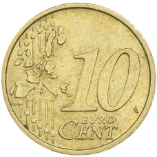 Монета 10 евроцентов 2002 года Италия (реверс)