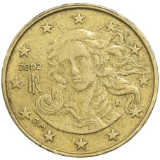 Монета 10 евроцентов 2002 года Италия (аверс)