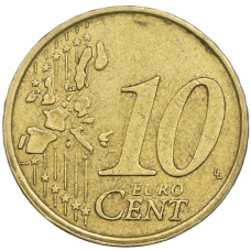 Монета 10 евроцентов 2002 года Италия (реверс)