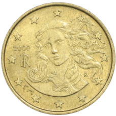 Монета 10 евроцентов 2002 года Италия (аверс)