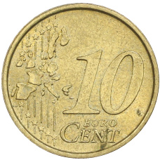 Монета 10 евроцентов 2002 года Италия (реверс)
