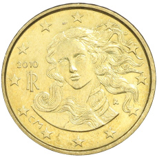 Монета 10 евроцентов 2010 года Италия (аверс)