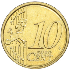 Монета 10 евроцентов 2010 года Италия (реверс)