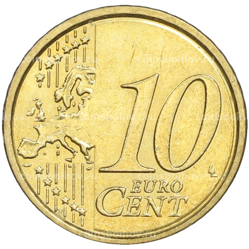 Монета 10 евроцентов 2010 года Италия (вид 2)