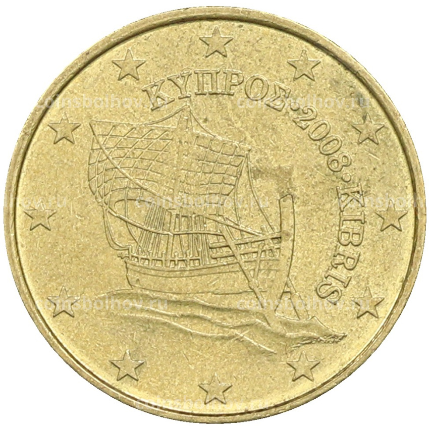 Монета 10 евроцентов 2008 года Кипр