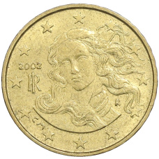 Монета 10 евроцентов 2002 года Италия (аверс)