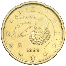 Монета 20 евроцентов 1999 года Испания (аверс)