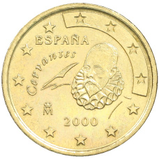 Монета 50 евроцентов 2000 года Испания (аверс)