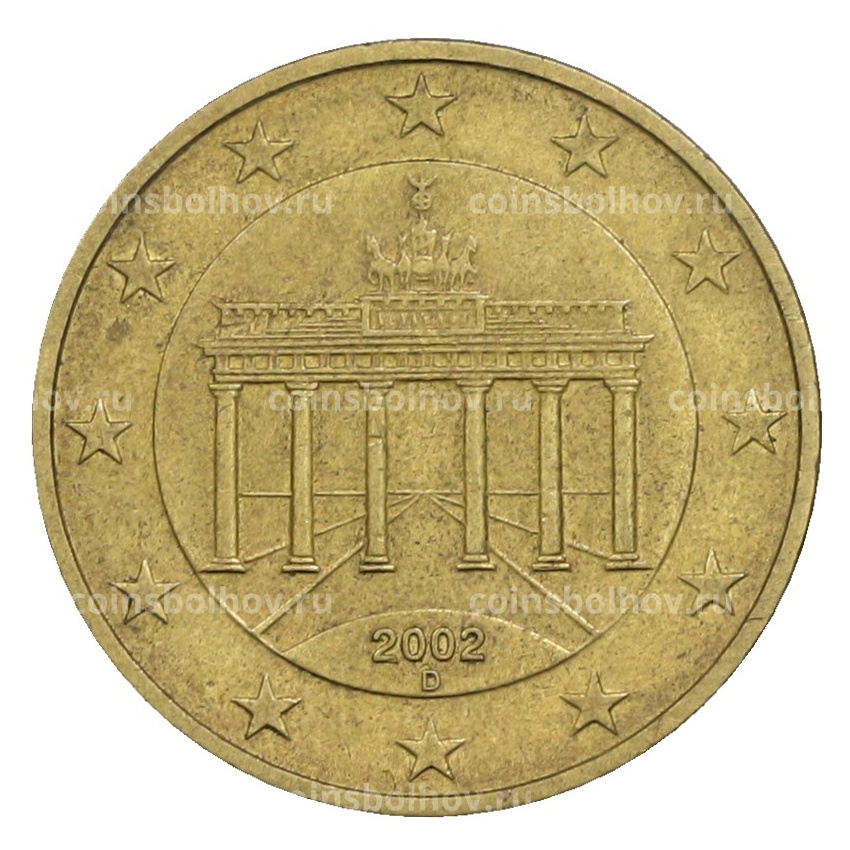 Монета 50 евроцентов 2002 года D Германия