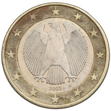 Монета 1 евро 2002 года J Германия (аверс)