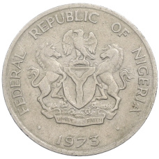 Монета 10 кобо 1973 года Нигерия (аверс)