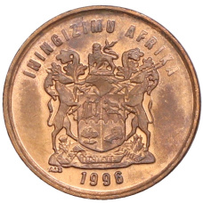 Монета 1 цент 1996 года ЮАР (аверс)