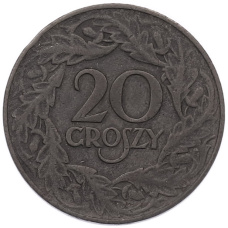 Монета 20 грошей 1923 года Польша (реверс)