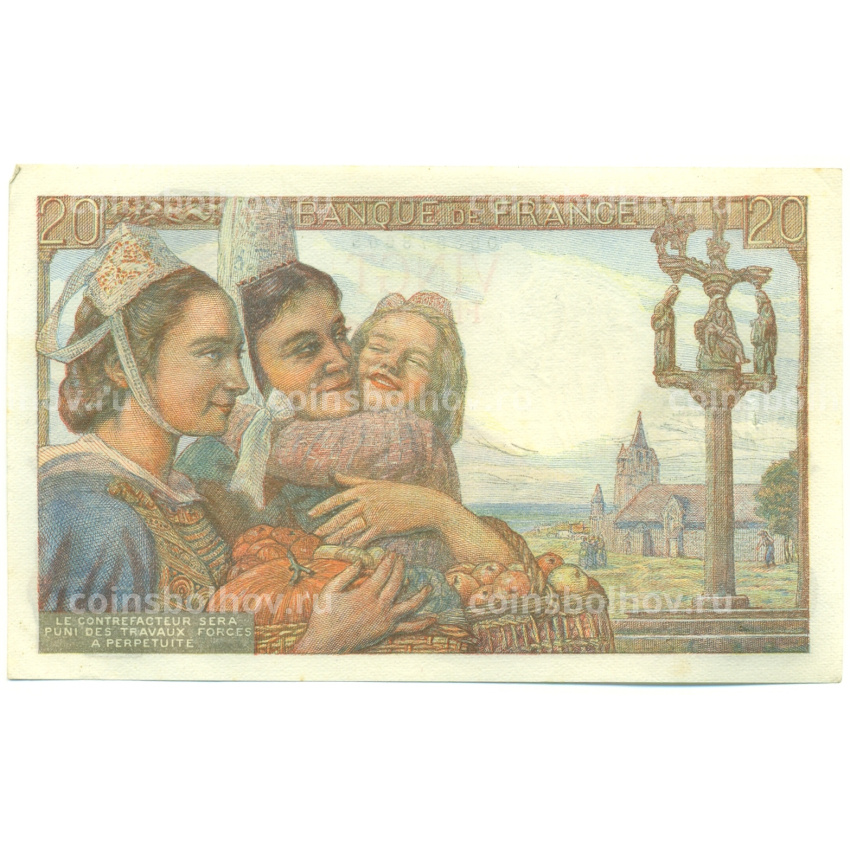 Банкнота 20 франков 1942 года Франция (вид 2)