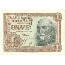 Банкнота 1 песета 1953 года Испания