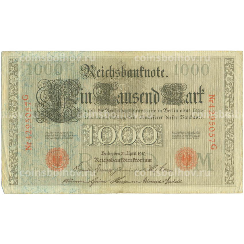 Банкнота 1000 марок 1910 года Германия