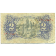 Банкнота 2 песеты 1938 года Испания (вид 2)