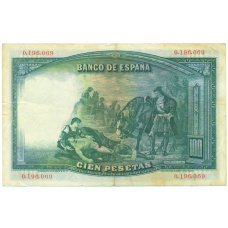 Банкнота 100 песет 1931 года Испания (вид 2)