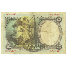 Банкнота 25 песет 1931 года Испания (вид 2)