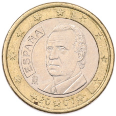 Монета 1 евро 2007 года Испания (аверс)