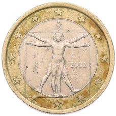 Монета 1 евро 2002 года Италия (аверс)