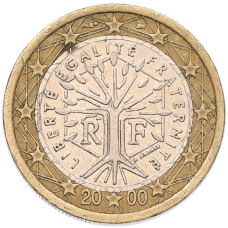 Монета 1 евро 2000 года Франция (аверс)