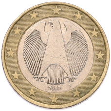 Монета 1 евро 2002 года J Германия (аверс)