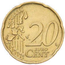 Монета 20 евроцентов 2002 года Италия (реверс)