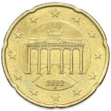 Монета 20 евроцентов 2002 года A Германия (аверс)