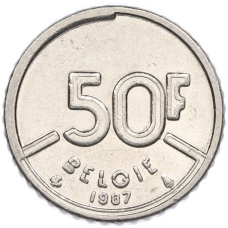 Монета 50 франков 1987 года Бельгия (Надпись на голландском — BELGIE) (аверс)