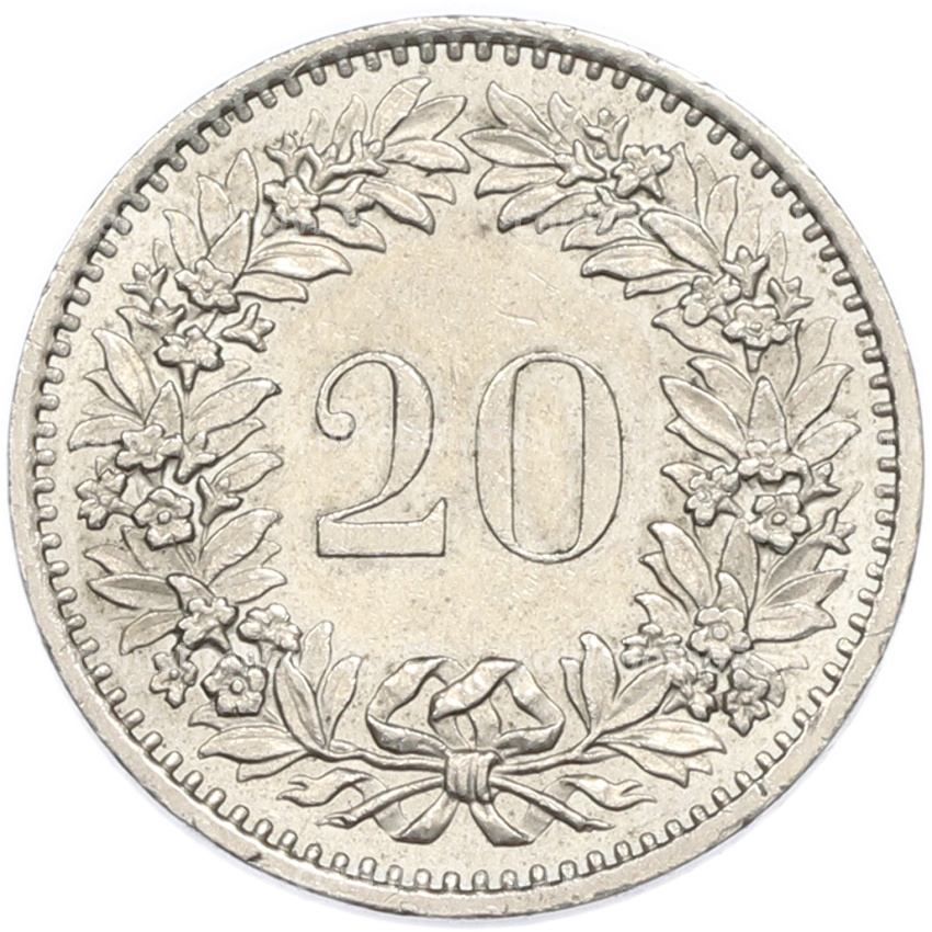 Монета 20 раппенов 1976 года Швейцария (вид 2)