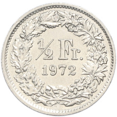 Монета 1/2 франка 1972 года Швейцария (аверс)